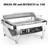 FAFACAI 9L Roll Top Hot Pot, Full Size Stainless Steel Rectangular and Buffet Warmer with Food Tray, Water Tray and Fuel Rack for All Events (Silver) view 3