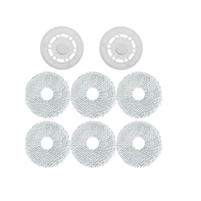 KAISUPJX Compatible for Xiaomi Mijia Omni 2 /C102CN B101CN B116CNVacuum Cleaner Replacement Accessories Main Side Brush Hepa Filter Mop Pad Dust Bag (Color : Mop Cloth 6pcs Mop Pad 2pcs), mei0203jb