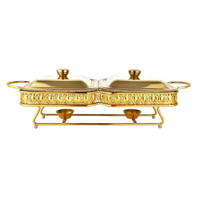FAFACAI Buffet Warmer - self-Service hot Pot Set, self-Service hot Pot Set, Foldable self-Service Heater Set, Food Pot, Kettle, Oil Rack and Catering Activity lid (Gold) (Gold)