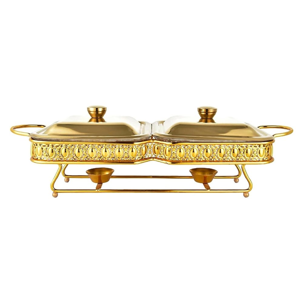 FAFACAI Buffet Warmer - self-Service hot Pot Set, self-Service hot Pot Set, Foldable self-Service Heater Set, Food Pot, Kettle, Oil Rack and Catering Activity lid (Gold) (Gold)