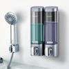 SUREK Simple Clear Soap Dispenser Silver Wall Mounted Shower Pump Dispenser Plastic Lotion Dispenser Easy to use view 4