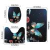 BTCOWZRV Bathroom Rug Set 3 Piece Super Soft Absorbent Bath Mats Non-Slip Fying Butterfly Bath Rug U-Shaped Contour Toilet Rug Washable Toilet Lid Cover for Bathroom Floor Tub and Shower view 2