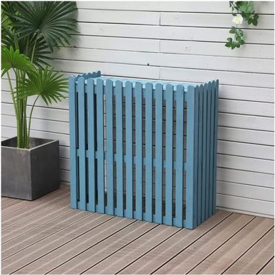 air Conditioner Fence for Outside Window Air Conditioner Fence Screen Condensing Unit Protective CoverOutdoor Conditioning Rack Frame Radiator with Blinds Grid Design (Color : Blue, Size : 117X56X1