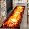 3D Optical Illusion Flame Runner Rug, Modern Gothic Skull Abstract Lava 3.3x7ft Kitchen Rug view 1