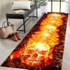 3D Optical Illusion Flame Runner Rug, Modern Gothic Skull Abstract Lava 3.3x7ft Kitchen Rug view 2