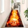 3D Optical Illusion Flame Runner Rug, Modern Gothic Skull Abstract Lava 3.3x7ft Kitchen Rug view 4