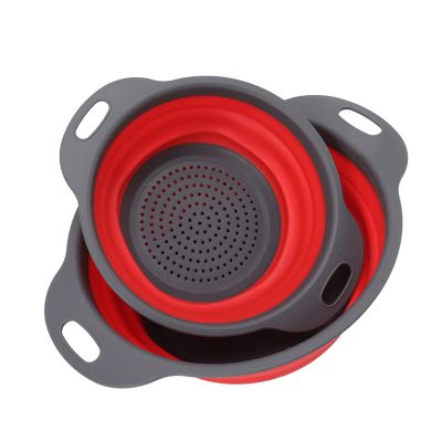 2 PCS Collapsible Colander Basket Set - Round Retractable Drain Baskets for Washing Vegetables and Fruits - Includes Big and Small Sizes