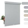 BERISSA Blackout Roller Shades for Windows Cordless Roller Blinds with Cassette Valance Jacquard Insulated Fabric for French Doors Bedrooms Living Rooms.Silver Gray.29 W x 68" H view 1