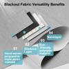 BERISSA Blackout Roller Shades for Windows Cordless Roller Blinds with Cassette Valance Jacquard Insulated Fabric for French Doors Bedrooms Living Rooms.Silver Gray.29 W x 68" H view 4