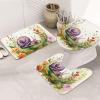BTCOWZRV Bathroom Rug Set 3 Piece Super Soft Absorbent Bath Mats Non-Slip Lovely Snail Bath Rug U-Shaped Contour Toilet Rug Washable Toilet Lid Cover for Bathroom Floor Tub and Shower view 1