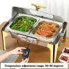 FAFACAI Stainless Steel Hot Pot, Different Hot Pot Catering Insulation Buffet Set, Wedding Party Banquet Catering Event (Silver Single) (Gold Three) view 3