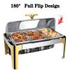 FAFACAI Stainless Steel Hot Pot, Different Hot Pot Catering Insulation Buffet Set, Wedding Party Banquet Catering Event (Silver Single) (Gold Three) view 4