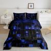Erosebridal Black Navy Blue Comforter Set Modern Geometric Bedding Comforter Sets Gradient Neon Cubes Queen Quilt Set Boys,Abstract Square Grid Duvet Insert Geometric Lattice Wall Brick Decor view 1
