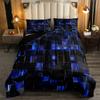 Erosebridal Black Navy Blue Comforter Set Modern Geometric Bedding Comforter Sets Gradient Neon Cubes Queen Quilt Set Boys,Abstract Square Grid Duvet Insert Geometric Lattice Wall Brick Decor view 2