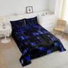 Erosebridal Black Navy Blue Comforter Set Modern Geometric Bedding Comforter Sets Gradient Neon Cubes Queen Quilt Set Boys,Abstract Square Grid Duvet Insert Geometric Lattice Wall Brick Decor view 3