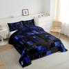Erosebridal Black Navy Blue Comforter Set Modern Geometric Bedding Comforter Sets Gradient Neon Cubes Queen Quilt Set Boys,Abstract Square Grid Duvet Insert Geometric Lattice Wall Brick Decor view 4