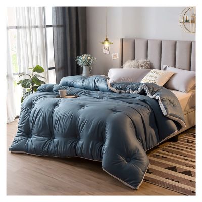 1PC 100% Feather Fabric Quilts Duvet Warm Blanket Winter Comforter (Color : Blue, Size : 220X240cm 4.0kg)