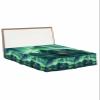 Turquoise Bed Skirt California King 18 Inch Drop with Split Corners, Dust Ruffled Pleated Bed Skirts Wrap Around Tailored Bed Skirt Valance for Bedroom Teal Aurora Iceland Scenery Mountain view 1