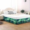Turquoise Bed Skirt California King 18 Inch Drop with Split Corners, Dust Ruffled Pleated Bed Skirts Wrap Around Tailored Bed Skirt Valance for Bedroom Teal Aurora Iceland Scenery Mountain view 2