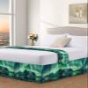 Turquoise Bed Skirt California King 18 Inch Drop with Split Corners, Dust Ruffled Pleated Bed Skirts Wrap Around Tailored Bed Skirt Valance for Bedroom Teal Aurora Iceland Scenery Mountain view 3