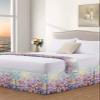 Blue Spring Floral Bed Skirt California King 18 Inch Drop with Split Corners, Dust Ruffled Pleated Bed Skirts Wrap Around Tailored Bed Skirt Valance for Bedroom Summer Daisy Botanical Oil Painting view 3
