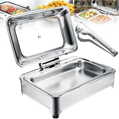 FAFACAI 9l Baking Pan Buffet Set - Adjustable Temperature (10-90) + Electric Hotplate, Food Warmer - Warming Plate, Easy to Clean Stainless Steel, Suitable for Parties, Buffets (A 3grid) (A 1grid)
