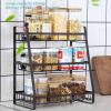 3-Layer Black Kitchen Storage Shelf - Multifunctional Spice Rack Organizer for Home view 4