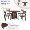 5-Piece Round Dining Table Set for 4, Retro Kitchen Table and Chairs Set Wood Dining Room Table Set with 4 Upholstered Chairs with Rattan Backrests for Kitchen Living Room, Walnut view 4