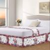 4th of July Gnomes Bed Skirt King Size 18 Inch Drop with Split Corners, Dust Ruffled Pleated Bed Skirts Wrap Around Tailored Bed Skirt Valance for Bedroom Blue Red Floral Independence Day view 2