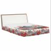 4th of July Bed Skirt Queen Size 16 Inch Drop with Split Corners, Dust Ruffled Pleated Bed Skirts Wrap Around Tailored Bed Skirt Valance for Bedroom Independence Day Floral Birds American Flag view 1