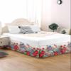 4th of July Bed Skirt Queen Size 16 Inch Drop with Split Corners, Dust Ruffled Pleated Bed Skirts Wrap Around Tailored Bed Skirt Valance for Bedroom Independence Day Floral Birds American Flag view 2