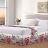 4th of July Bed Skirt Queen Size 16 Inch Drop with Split Corners, Dust Ruffled Pleated Bed Skirts Wrap Around Tailored Bed Skirt Valance for Bedroom Independence Day Floral Birds American Flag view 3