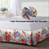 4th of July Bed Skirt Queen Size 16 Inch Drop with Split Corners, Dust Ruffled Pleated Bed Skirts Wrap Around Tailored Bed Skirt Valance for Bedroom Independence Day Floral Birds American Flag view 4