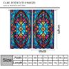AAVEUP Stained Flower Glass Blackout Curtain for Bedroom,Abstract Sky Blue Medieval Church Glass Mural Symmetry Art Floral Plant Patterns Window Drapes Print for Boys Girls Room Living Room 52x96in view 2
