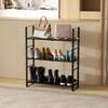 Wobmmi Expandable Shoe Rack Stackable Metal Pantry Storage Shelves Stand Adjustable Height Cabinet Shelf Organizer Racks Spice Shelving(1PACK/BLACK,LARGE) view 3