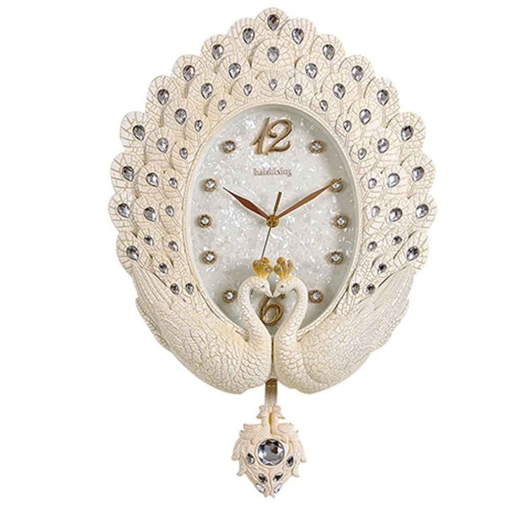 GeRRiT European-Style Living Room Wall Clock Nordic Peacock Wall Watch Mute Large Clock Home Bedroom Creative Decorative Wall Clock