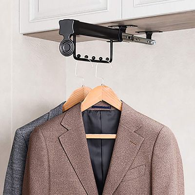 Clothes Hanging Rod Laundry Room Extendable Wardrobe Hanging Rod,Pull-Out Closet Clothes Hanger Rod,Closet Sliding Rail for Trousers Jeans Jacket Storage,2-Row Sliding Track ( Size : 31cm/12.2inch )