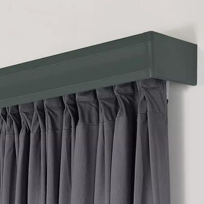Ceiling Curtain Track Double Tracks Curtain Boxes for Above Windows, Shower Privacy Moving Box for Curtain Rods, Green Metal Curtain Rail Frame with Roller Hooks ( Color : Wall Mount , Size : 2.5m/8.2