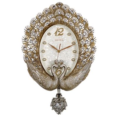 GeRRiT European-Style Living Room Wall Clock Nordic Peacock Wall Watch Mute Large Clock Home Bedroom Creative Decorative Wall Clock