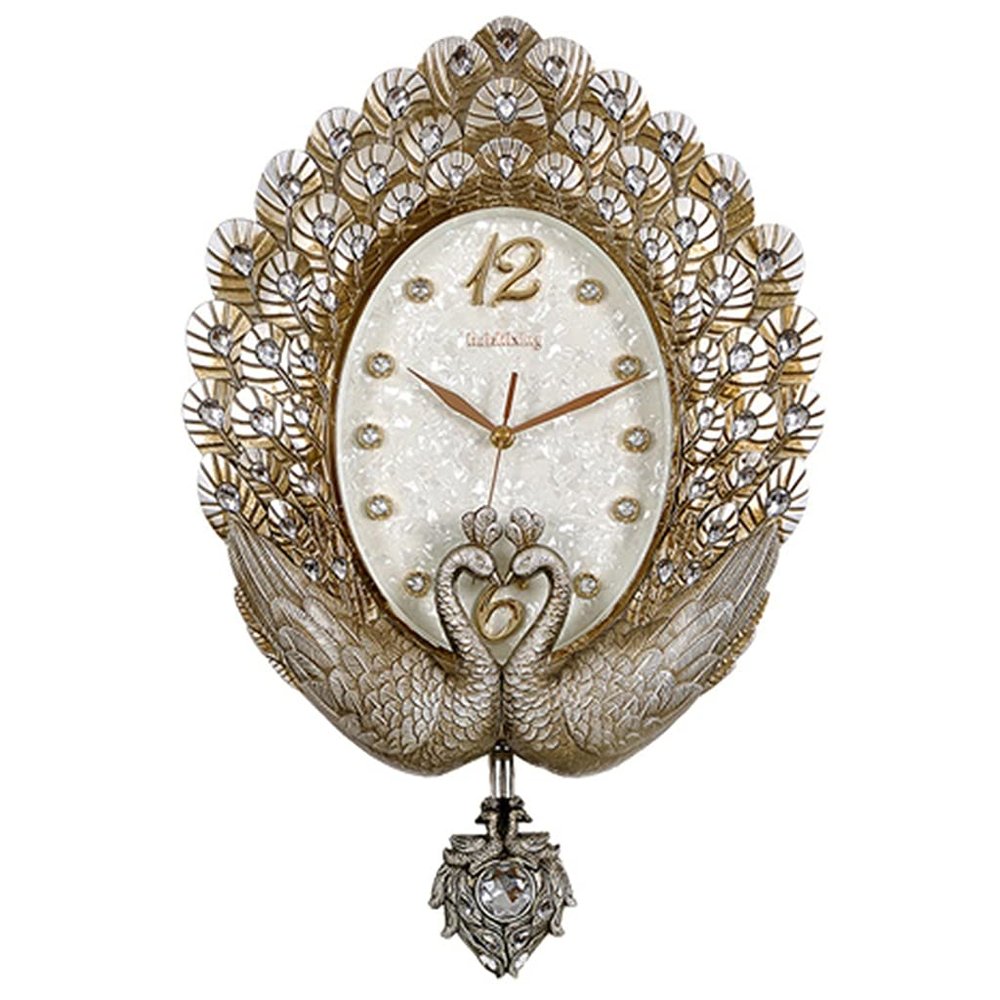 GeRRiT European-Style Living Room Wall Clock Nordic Peacock Wall Watch Mute Large Clock Home Bedroom Creative Decorative Wall Clock