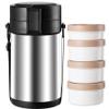 Peosaard Thermal Lunch Box for 12H 3L 4-Tiers Leakproof Insulated Lunch Containers Anti-scald Stainless Steel Hot Pack for Food Wide Mouth Vacuum Hot Food Container for Office view 2