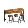 KIROJA 3 Drawer Bar Table and Chairs Set with Power Outlets, Pub Table Set with 3 Circular PU Stools, Bar Stools Kitchen Dining Table and Chairs Set for Home, Kitchen, Brown, 60.24'' view 1