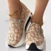 ZBYY Sneakers for Women Floral Embroidery Breathable Mesh Sneakers Slip On Sneakers Platform Wedge Sneakers Dressy Loafers view 2