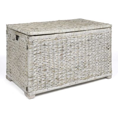 happimess HPM9005C Anada 30" Handwoven Wicker Weave Storage Trunk, White Wash, Collapsible for flat storage, for Office, Dorm Room, Entryway, Bedroom, Dining Room