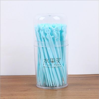 LZSUFDSK Fruit Fork Wholesale Disposable Fruit Fork Set Plastic Fruit Skewer Eat Dim Sum Fork Dessert Fork Fruit Fork, Blue
