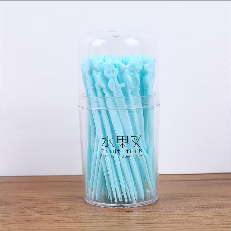 LZSUFDSK Fruit Fork Wholesale Disposable Fruit Fork Set Plastic Fruit Skewer Eat Dim Sum Fork Dessert Fork Fruit Fork, Blue