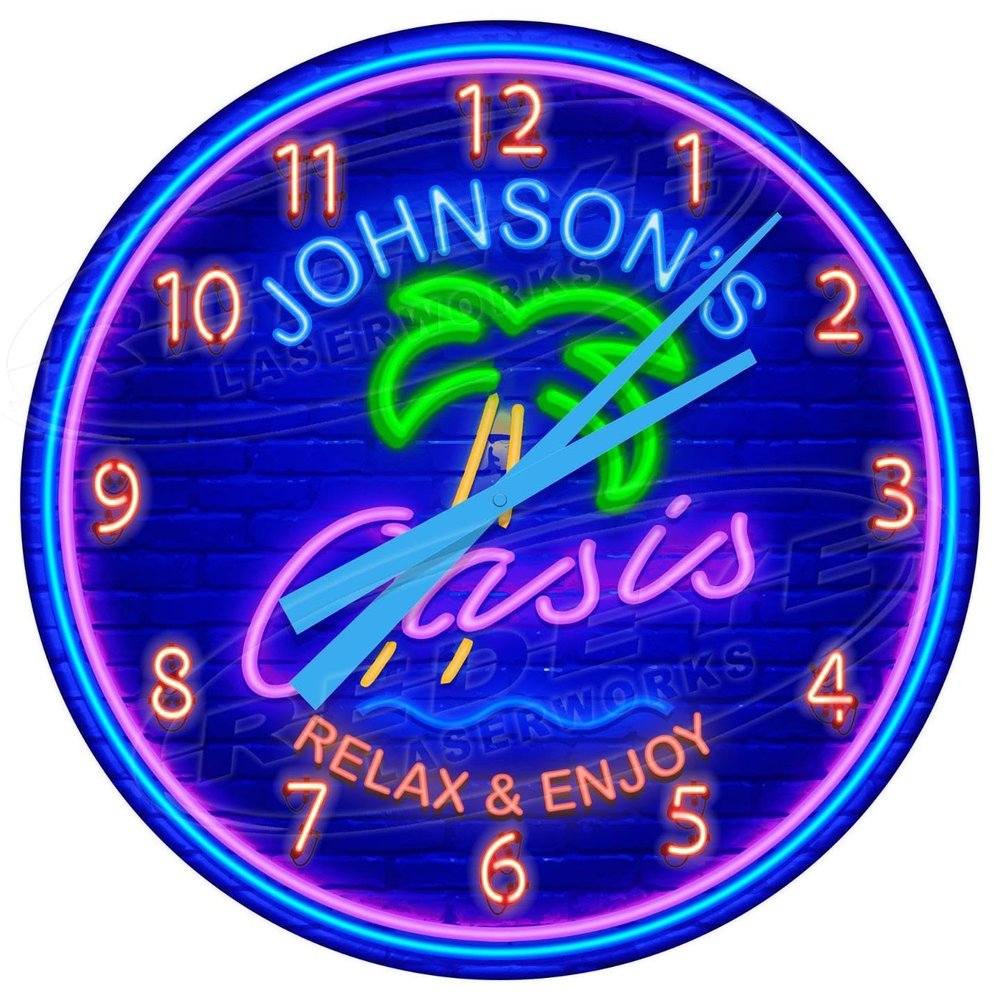 Decorative Concepts Backyard Tiki Bar Oasis Customized Medium 18" Metal Wall Clock