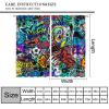 AAVEUP Graffiti Blackout Window Curtains, Wall Skateboard Guitar Blue Abstract Art Graffiti Pattern Decoration Insulated Rod Pocket Curtains for Kids Boys Bedroom Living Room Bathroom 52x84in view 2