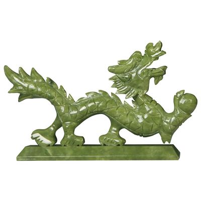zhuBAOHE Fengshui Dragon Statue, Dragon Play Jade Beads Figurines, Green Jade Wealth Dragon Treasure Good Fortune Lucky Auspicious Home Office Decor Collection,20cm
