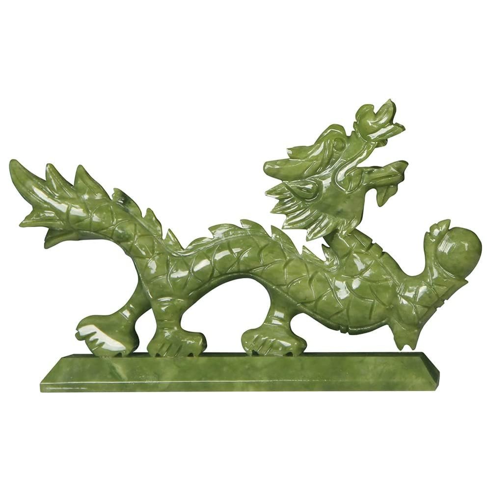 zhuBAOHE Fengshui Dragon Statue, Dragon Play Jade Beads Figurines, Green Jade Wealth Dragon Treasure Good Fortune Lucky Auspicious Home Office Decor Collection,20cm
